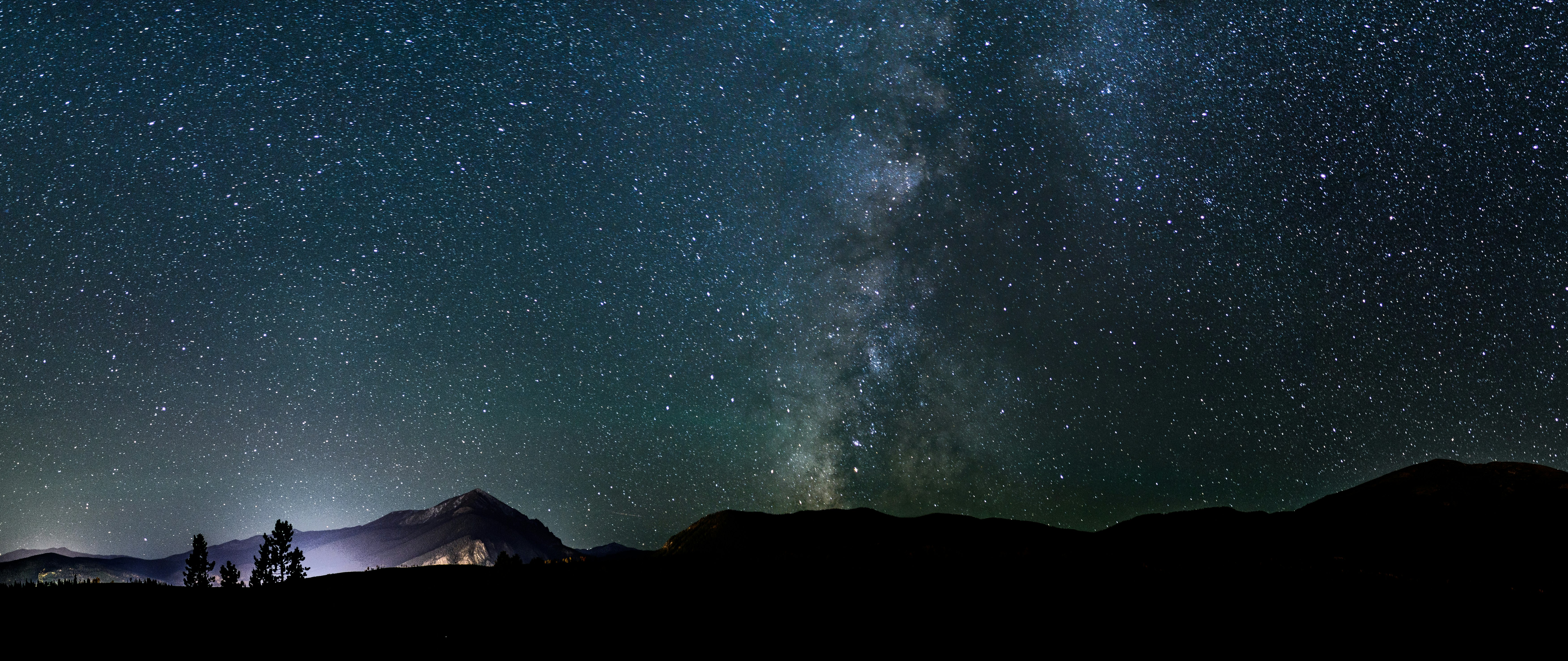 silhouette photo of mountain during nighttime